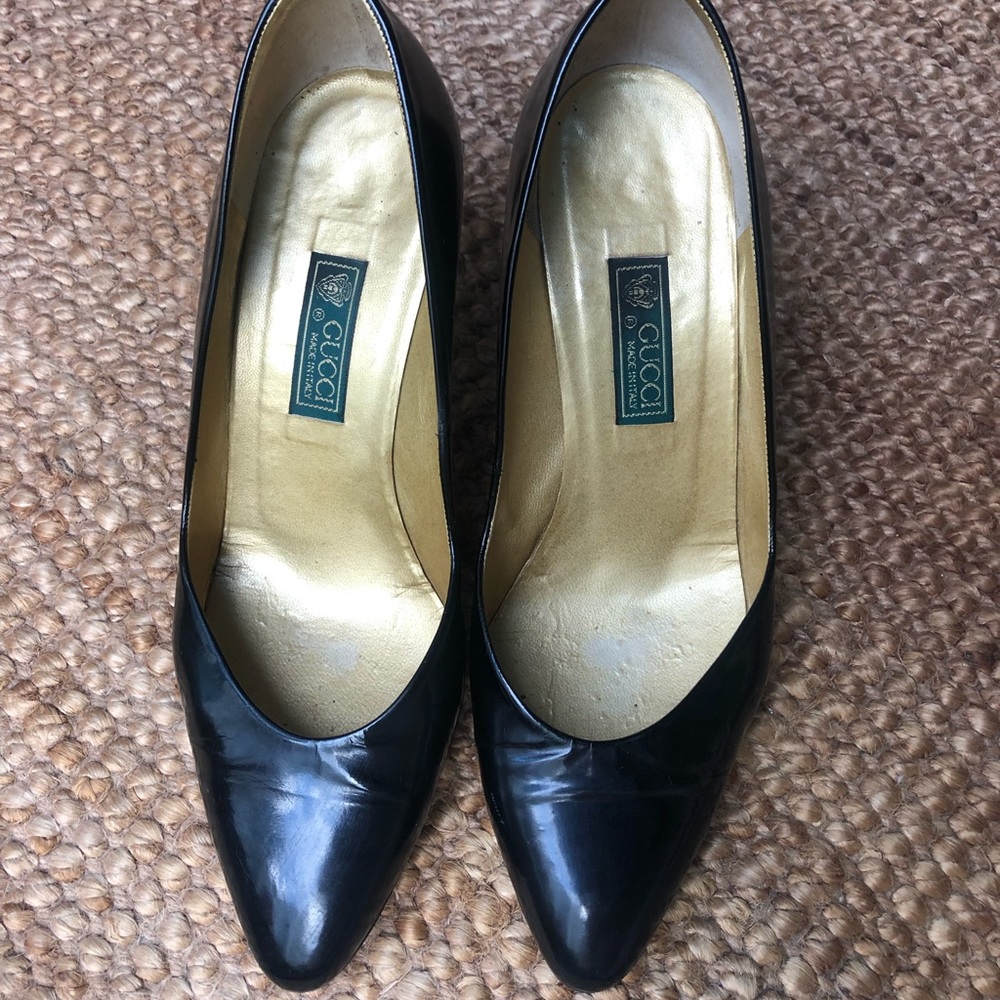 Gucci Vintage Black Leather Heels Size 7